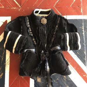 OOAK little girls Gala wool jacket  size 4-6 fittd